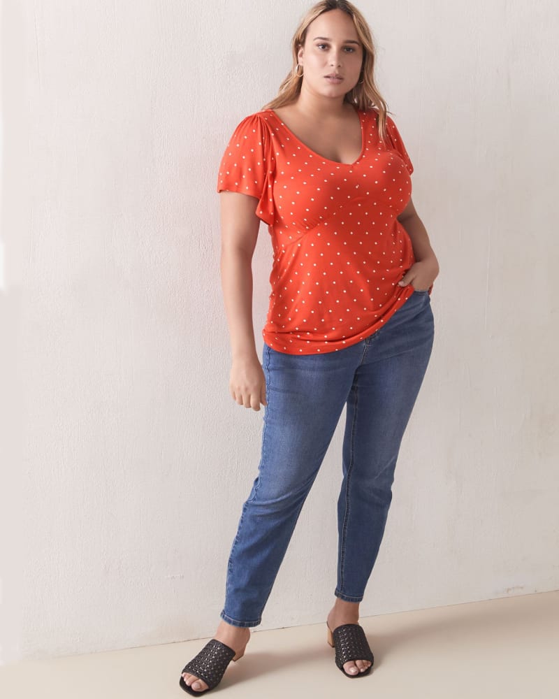 Plus size model wearing Empire Cut Top by Addition Elle | Dia&Co | dia_product_style_image_id:119413